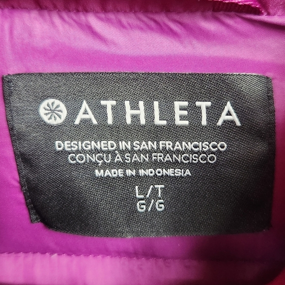 Athleta Downtown Down Feather Warm Winter Puffer Jacket Coat Plum Purple Large - Picture 12 of 16